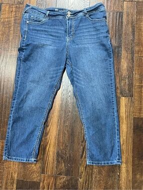 Wallflower Dark Blue Ankle Crop Stretch Jeans